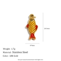 18K gold plated stainless steel koi fish pendant with red enamel details, 20.3x8.9mm size - Colorful Striped Fish (N3725_2)