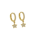 Elegant gold S925 silver hoop earrings featuring sparkling zircon star drop pendants - ERH262 Gold Plated