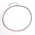 Light purple round-cut zircon tennis necklace in polished stainless steel finish - Platinum Purple Zircon