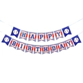 Striscione di buon compleanno a tema baseball rosso, blu e bianco per decorazioni - SRLQ-57 (Striscione di compleanno di baseball)