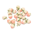 3D peach charm with cream pink gradient and green leaves for DIY jewelry making - Pink Gradient Peach