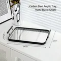 Rectangle carbon steel serving tray in elegant black with luxury vertical textures - Small Vertical Stripe Tray / Matte Black