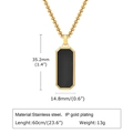 Detaillierte Maße der goldfarbenen Edelstahl-Halskette mit schwarzem Rechteck-Anhänger - Goldener Anhänger (Keine Kette)