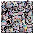 Set di 50 adesivi olografici nero e viola per laptop e chitarre decorazione DIY - 50 Pezzi Laser Nero Viola