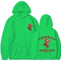 Felpa con cappuccio verde neon Cherry Social Club con stampa 2D su fronte e retro - Taglia S / Verde mela