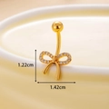 Golden butterfly belly button ring with sparkling zircons, 1.42cm width variant - Bow Style (4#) / Gold