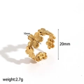 Goldener Blumenring aus Edelstahl mit 10mm Blumenmotiv und 20mm Gesamtdurchmesser - Goldene Blumenring (TR4471)