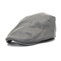 Detalle de boina de cuero PU gris oscuro con textura de alta calidad y costuras finas - M (56-58cm) / Gris