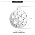 Stainless steel hollow star pendant charm with dimensions 14x16mm for jewelry making - Hollow Star Round