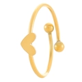 Nahaufnahme eines goldenen Edelstahlrings mit Herzdesign und Perlendetail - 18K Gold Herz Offener Ring (0648)