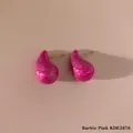 Barbie pink marble enamel teardrop stud earrings with gold-toned metal posts - Barbie Pink (KDE2676)