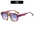 C5 oversized geometric aviator sunglasses with purple gradient lenses and stylish frames - Purple Tea Frame Gradient Gray Lens