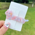 Pink purple marble acetate cat hair clip with rhinestones and pearl details - Pink Floral Cat