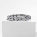 Modular stainless steel stretch bracelet featuring purple heart and arrow pattern - 0181 Arrow Through The Heart Pale Purple Section 1