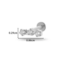 Three-stone titanium labret stud with silver finish and clear cubic zirconia insets - 7# Triple Stone Style / Silver