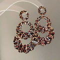 Detailed macro view of triple-layered leopard print earrings with scalloped edges - Leopard Gold (925 Silver Pin)