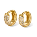 Elegant gold-plated S925 sterling silver huggie earrings with three-row zircon stones - Gold-Inner Diameter 6mm