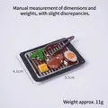 Miniatur-Grillplatte mit Mais und Fleisch für Puppenhaus-Szenendekoration, 5,5x4,1cm - Rindfleisch & Ei Grillplatte - Ohne Ring