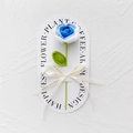 Handmade crochet blue and white rose flower bouquet with decorative ribbon and gift card - Rose - Gradient Blue