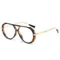 Classic retro oversized aviator sunglasses with tortoise frame and gold metal temples - Leopard Frame