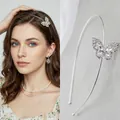 Cerchietto sottile argento con farfalla di strass brillanti per donna - Argento Farfalla Classica Strass Sottile
