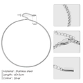 Silver stainless steel cuban chain necklace with lobster clasp and adjustable length - Steel