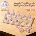 Acrylic nail display set with 10 pink tips and clear base for practice and presentation - 10-Slot Non-Magnetic Base 05 - Aurora Green
