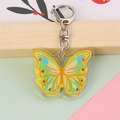 Simpatico portachiavi a farfalla colorata in acrilico con anello a D in argento - Farfalla verde gialla