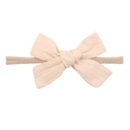 Bandeau bébé en coton beige avec nœud et sangle en nylon élastique sur fond blanc - Beige (3)