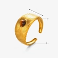Anello regolabile in acciaio inossidabile dorato con pietra tonda occhio di tigre - Anello con pietra occhio di tigre