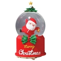 Christmas snow globe with Santa Claus figurine and red Merry Christmas base - Christmas Pentagram with Hat (2062 Red Series) / 8cm Music + Light