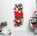 Feestelijke kerstguirlande in de vorm van een omgekeerde boom met rode strik decor - Teardrop Guirlande met Dennenappels / Rood met Dennenappels