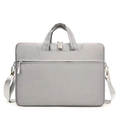 Light gray fabric laptop bag with top handles and shoulder strap in a clean studio shot - Upgraded Four-pocket Design With Shoulder Straps Can Be Used With A Light Gray Rolling Suitcase --- Countdown Special Offer / 13.3 Inch