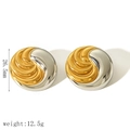 Polished 18k gold and silver vortex swirl stainless steel earrings for women - Two-tone (TE6629-M)