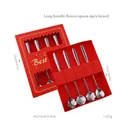 Set of four long-handled floral stainless steel mixing spoons in a red gift box - 4Pcs Set / Silver/Natural [Red Box]