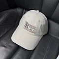 Close-up of R'27 embroidery on washed canvas baseball cap with refined stitching - L(58-60cm) / Off White