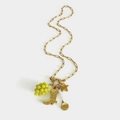 18K gold plated paperclip chain necklace with grape, cowboy boot, and pearl charms - Golden Grape