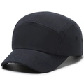 Classic 5-panel black canvas baseball cap with short brim and side eyelets - Navy Blue
