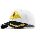 Wit-zwarte baseballpet met gouden tweekoppige adelaar borduurwerk en tekst Rusland - 56-61CM (Verstelbaar) / Wit