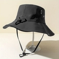 Classic black outdoor sun hat with wide brim, adjustable wind cord and quick-dry fabric - Dark Gray