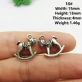 Antike silberne Schaukelpferd-Anhänger aus Legierung 15x18mm für DIY-Schmuck - 16# Schaukelpferd