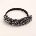 Navy blue crystal hair tie bun maker with elegant multifaceted stones and elastic band - R5-29# Dark Blue Hair Bun Wipe