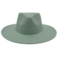 Elegant mint green wide brim wool fedora hat for women in a minimalist classic style - Mint Green