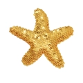 Sparkly gold sequin starfish hair clip for kids featuring shiny metallic finish details - Yellow Glitter