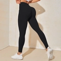 Pantaloni da yoga neri a vita alta senza cuciture con design modellante e push-up - S / Nero