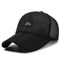 Lichtgewicht zwarte mesh baseballpet met witte Mount Hood bergpatch voor zomer - Zwart