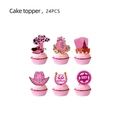 Pink western cowgirl party cake topper set with leopard hats and boots for birthdays - Cake Toppers