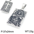 Ciondolo gotico con teschio e croce in acciaio inox, misura 37x24mm e peso 23g - Solo Ciondolo / Stile Teschio del Mietitore (KP116666-MZOZ)