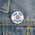 White enamel pin with End The Stigma text and brain graphic on a denim jacket - XZ4790-End The Stigma Brain