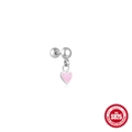 Sterling silver S925 screw back earring featuring a pink heart-shaped pendant - Single White Gold #9 (Pink Heart)